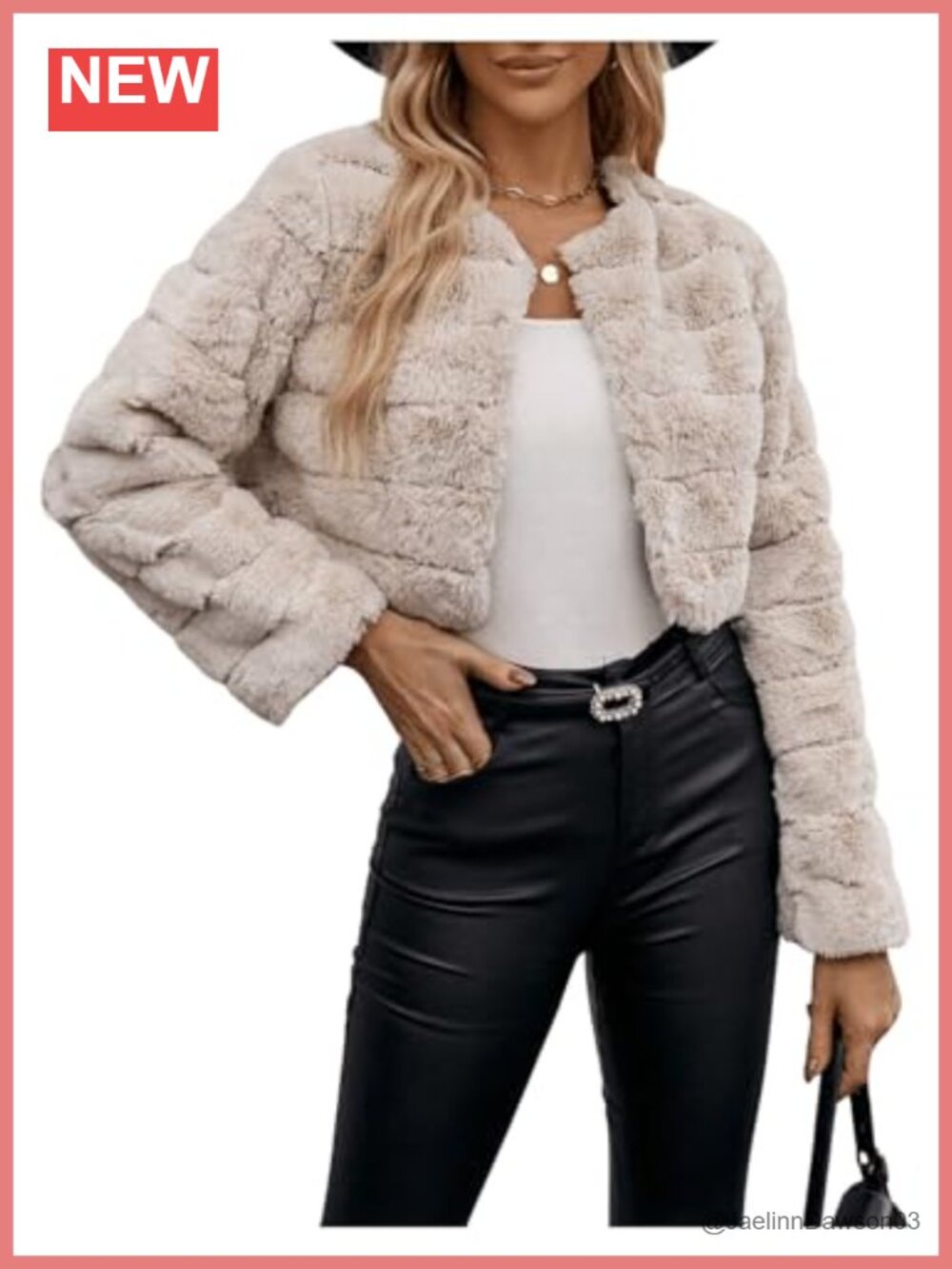 Faux Fur Cropped Jacket Open Front Long Sleeve Fuzzy Crop Coat